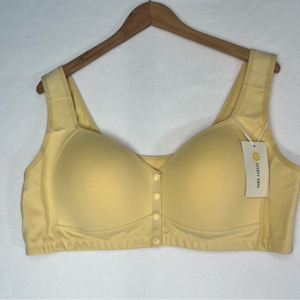 Daisy Bra Wireless Plus Size Front Snap Yellow Size 4XL